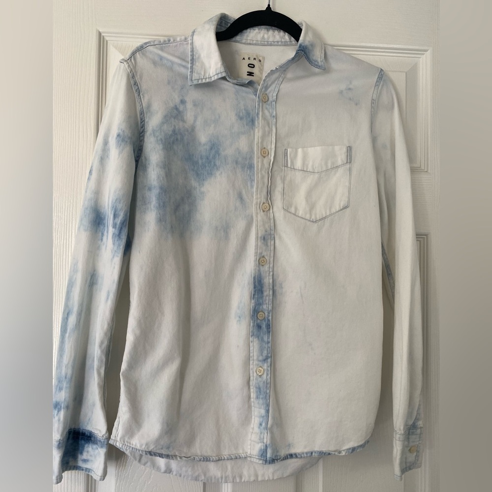 Aero One Long Sleeve Bleached Chambray Shirt Size XS